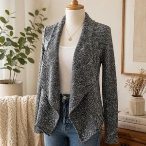 Converse One Star Gray Marled Cotton Open Front Cardigan Sweater Womens Medium